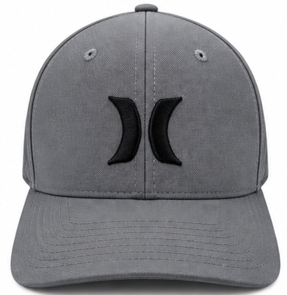 Hurley Flexfit H2O Dri Hat S/M Gray Black Logo Fitted Baseball Cap Mens